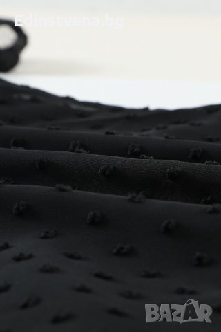 Дамски елегантен топ с принт на точки и ефектни ръкави в черно, снимка 9 - Корсети, бюстиета, топове - 40148947