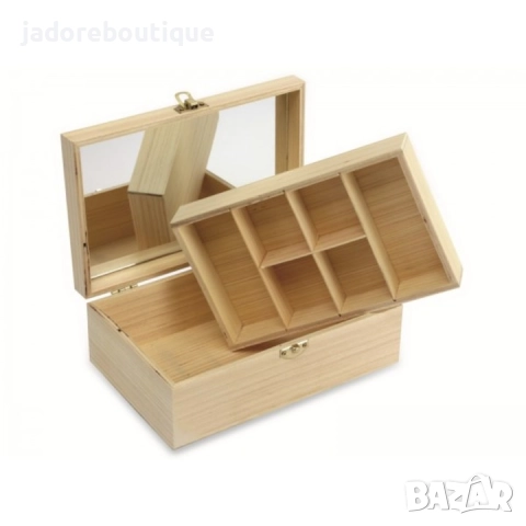 Заготовка Дървена кутия за бижута с огледало