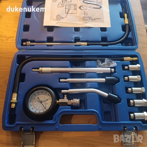 Комплект за измерване на компресия и тест за течове в цилиндрите – 11 части, снимка 7 - Аксесоари и консумативи - 53019820