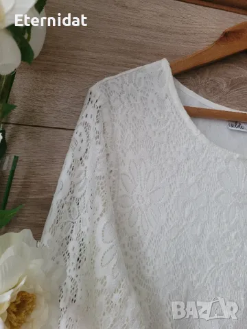 Бяла блуза дантела , снимка 3 - Блузи с дълъг ръкав и пуловери - 49582386