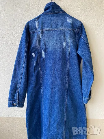 Дълго дънково яке манто - S, снимка 4 - Якета - 47347224