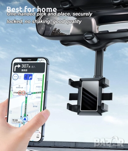  360° въртящ се държач за телефон за кола с огледало, снимка 8 - Друга електроника - 51595034