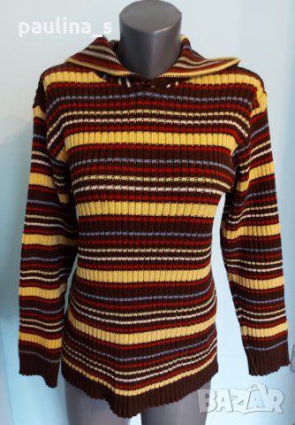 Пъстър пуловер с качулка / голям размер , снимка 2 - Блузи с дълъг ръкав и пуловери - 35541006