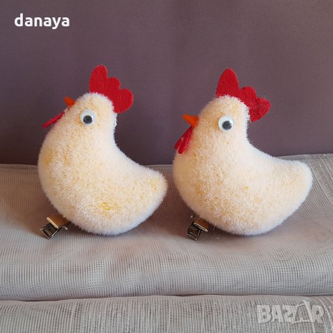 2070 Декоративни щипки за великденска украса Кокошки, 2 броя, снимка 3 - Декорация за дома - 32372666