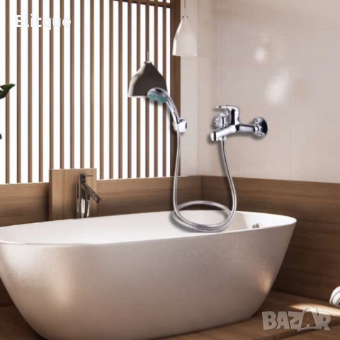 Смесител за вода  c душ, хориз. с покр. от хром