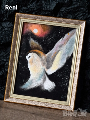 Нощ, картина въглен, оригинал, снимка 3 - Картини - 52466642