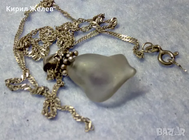 СРЕБЪРЕН ПЕНДАНТ ЦВЕТЕ КАМБАНКА с ВЕНЕЦИАНСКО СТЪКЛО МУРАНО и АМЕТИСТ с ВЕРИЖКА от СРЕБРО 925 49763, снимка 2 - Колиета, медальони, синджири - 50416535