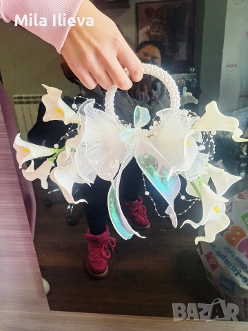 сватбен букет с кали, снимка 4 - Сватбени аксесоари - 52659900