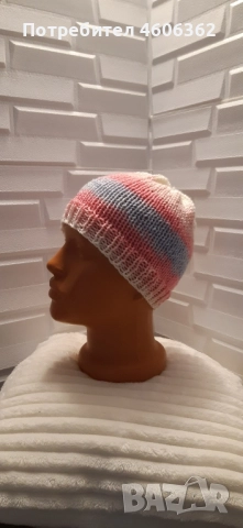 ръчно изплетена шапка , снимка 4 - Шапки, шалове и ръкавици - 51867315