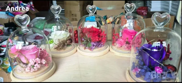 Вечна роза в стъкленица, снимка 3 - Изкуствени цветя - 48370919