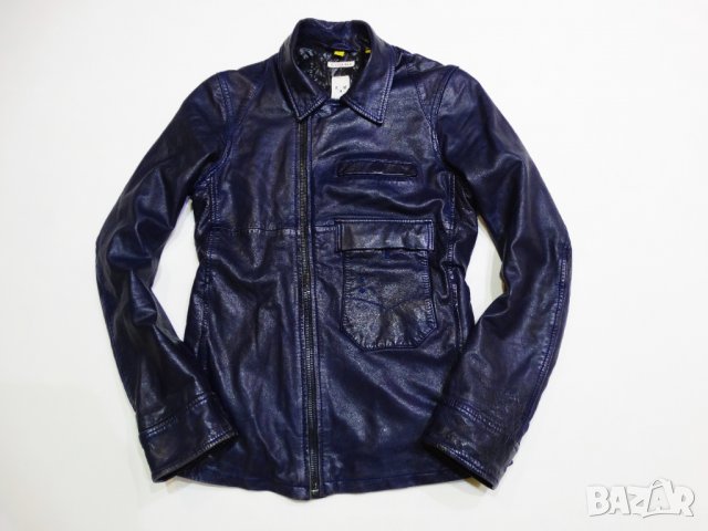 Намалено! G-star Essentials Limited Edition DK Blue Leather Jkt Кожено Яке Естествена Кожа, снимка 3 - Якета - 34630098