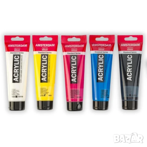 Комплект акрилни бои Amsterdam 5 цвята в тубички 120 мл, снимка 3 - Други - 51024182