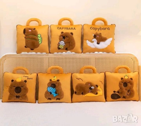 Мека капибара възглавничка 2-в-1 – играчка и одеяло за гушкане Labubu capy Bara , снимка 5 - Плюшени играчки - 51883904