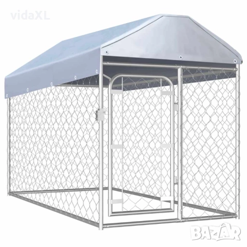 vidaXL Външна клетка за кучета с покрив, 200x100x125 см(SKU:144492)