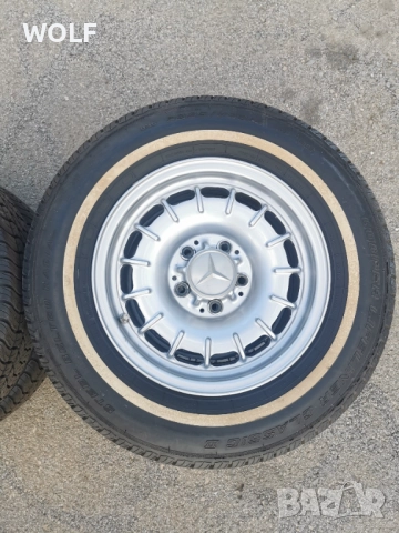 Mercedes W123 original алуминиеви джанти с гуми 205/70 R14 от германия, снимка 13 - Гуми и джанти - 52930536