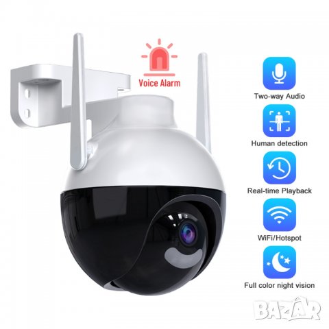 КОМПЛЕКТ + 64GB карта 6MP ICSEE Smart Sphere 4LED WIFI охранит камера, снимка 2 - IP камери - 40165206