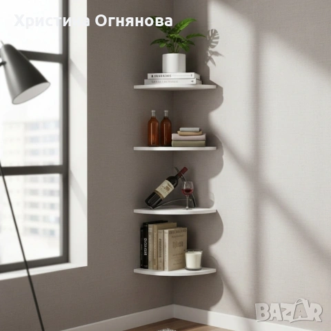 Комплект от 4 ъглови стенни рафта за съхранение – PVC, снимка 7 - Други - 53119459