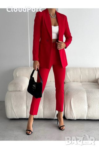 Дамски костюм с панталон и сако, Vitalite, червен, 36-38-40-42-44-46, снимка 3 - Костюми - 43506544