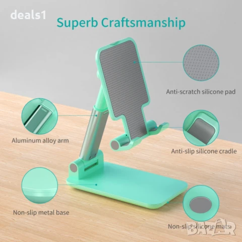 Choetech H88-WH-HW Регулируема стойка за бюро за телефон и таблет Бял цвят, снимка 7 - Друга електроника - 51016975