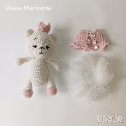 Мече балерина, детска играчка ръчна изработка, плетени играчки, подарък за дете, снимка 6 - Плюшени играчки - 43170621