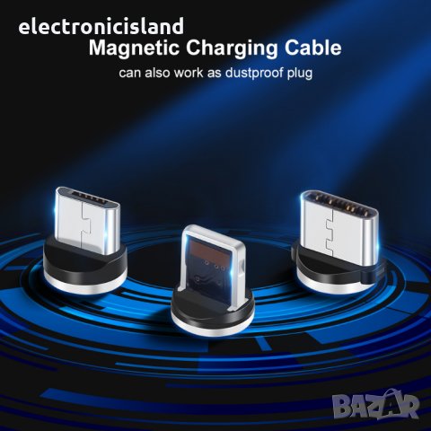 USB магнитен кабел за бързо зареждане iPhone microUSB Type-C, снимка 4 - USB кабели - 27909102