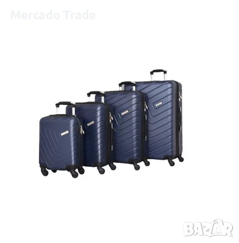 Комплект Mercado Trade, 4бр. луксозни куфари, 2052-4, ABS, Син, снимка 1 - Куфари - 40423187