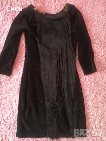 Черна рокля с ресни, снимка 2 - Рокли - 38126177