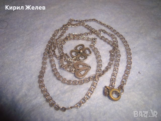 СРЕБЪРЕН РЕТРО ЛАНЕЦ СРЕБРО 925 РЯДКА ПЛЕТКА с 2 ФИЛИГРАННИ СРЕБЪРНИ СТАРИННИ ВИСУЛКИ 28770, снимка 5 - Антикварни и старинни предмети - 37277574