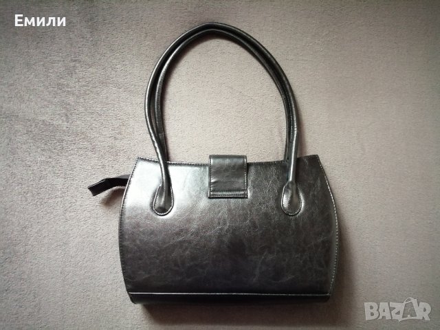 Голяма дамска кожена чанта в черен цвят - подарък при поръчка над 14 лв , снимка 5 - Чанти - 43689829