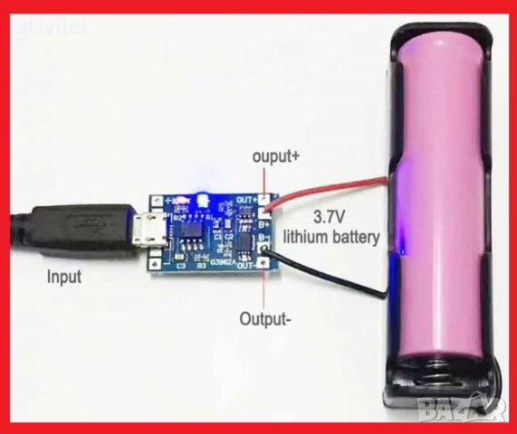 Контролер Литиева батерия Модул зареждане Платка за  5V 1A 18650 TP4056, снимка 2 - Друга електроника - 39460698