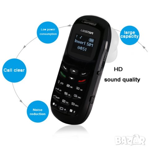 Мини телефон, най-малкият в света мобилен, малък GSM, блутут слушалка с промяна на глас L8STAR BM70, снимка 3 - Други - 29247389
