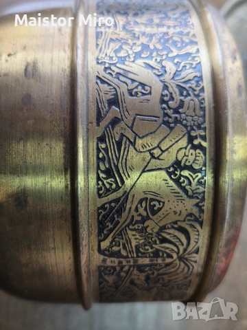 Старина автентична месингови купа,ръчна изработка от Индия период 1950г-1970г.Предметът е в отлично,, снимка 8 - Антикварни и старинни предмети - 53570430