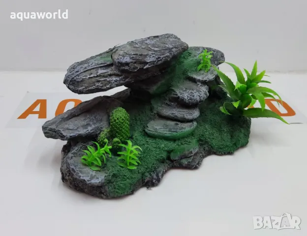 "Безплатна доставка" Изкуствена декорация - Скала с растения, снимка 3 - Оборудване за аквариуми - 47672531