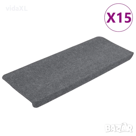 vidaXL Самозалепващи стелки за стълби, 15 бр, 65x24,5x3,5 см, сиви(SKU:343479)