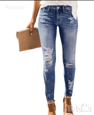 Накъсани дамски дънки М размер 27 номер , снимка 2 - Дънки - 50209195