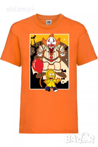 Детска тениска The Simpsons Krusty The Clown Pennywise 01,Halloween,Хелоуин,Празник,Забавление,