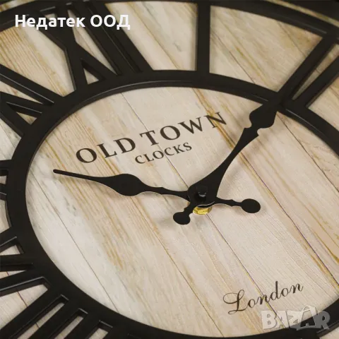 Стенен часовник, Декоративен, Винтидж, Черен/ бронз, 50 см, снимка 2 - Други - 47376225