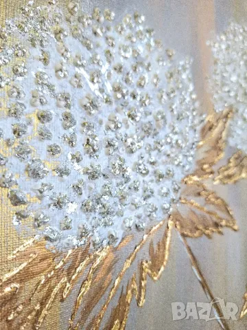 Текстурна картина - Хортензии, снимка 3 - Картини - 47622396