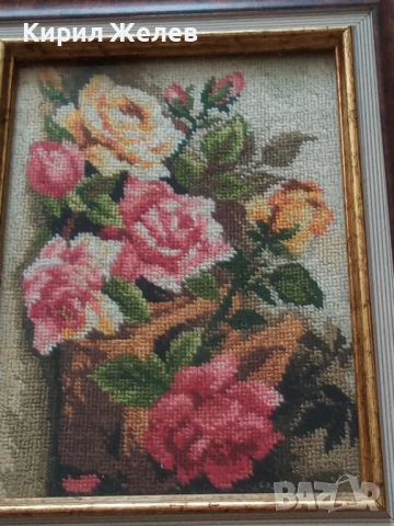 Картина стара дървена гоблен 42817, снимка 8 - Антикварни и старинни предмети - 51702670