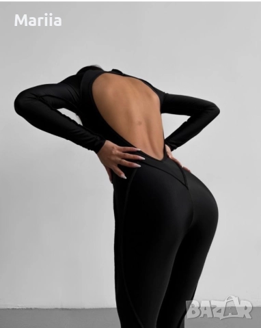 Дълъг гащеризон от бифлекс с шевове отпред