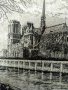 Графика-офорт"Нотр Дам"-Париж 1930г., снимка 3