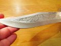 【Нож】Стар Огромен Американски нож  с гравюри по острието  Американски орел, снимка 1 - Антикварни и старинни предмети - 38465132