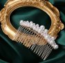 Клипс фиба тип ТИАРА с много перлички аксесоар за коса прическа сватба бал и др, снимка 1 - Аксесоари за коса - 27954186
