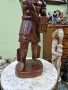 Голяма антикварна колекционерска дървена фигура статуетка , снимка 7