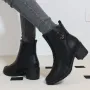 Дамски боти с плътен ток нов модел черен цвят код32, снимка 7
