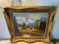 алпийски пейзаж/платно/ в масивна барокова рамка, снимка 6