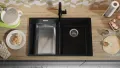 Черна гранитна мивка с две корита за вграждане под плот Лондон 80 Twin 760 x 470 мм, снимка 6