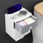 Водоустойчива пластмасова поставка за тоалетна хартия без пробиване, снимка 2