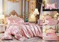 Комплект Спално Бельо от Сатен в Светло Розово, снимка 1 - Спално бельо - 40035626