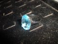 ГОЛЯМ ФАСЕТИРАН СИН ЦИРКОНИЙ КРАСИВ ФЕШЪН ПРЪСТЕН с ПЕЧАТ 925 ПОСРЕБРЕН 22292, снимка 3
